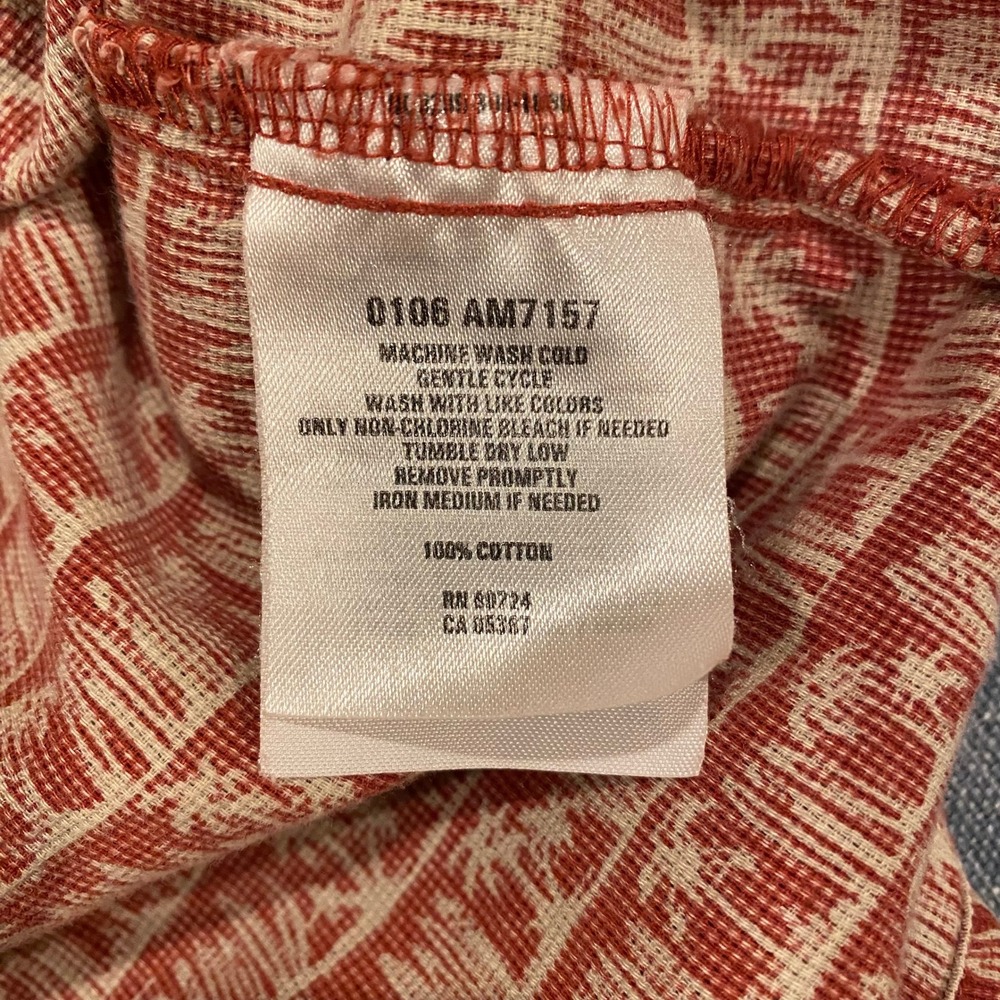 Columbia Mens Large Palm Tree Surfboard Tropical Button Down Shirt Orange AM7157 - Picture 8 of 10